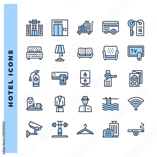 25 Hotel Two Color icon pack. vector illustration.