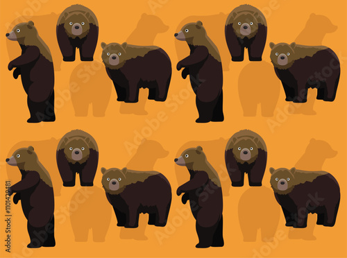 Bear Kamchatka Brown Cute Seamless Wallpaper Background