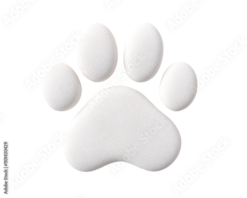a white paw print with a white background