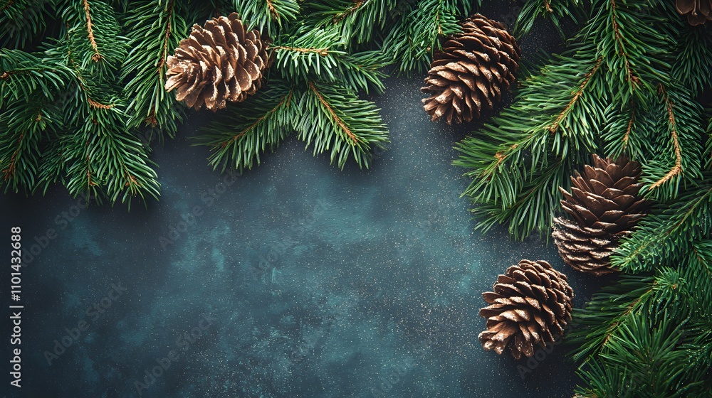 custom made wallpaper toronto digitalFestive Christmas Border With Pine Branches And Cones