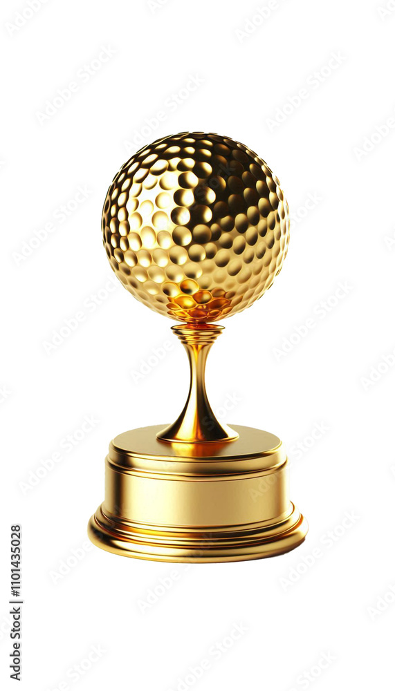 Elegant Golden Trophy With Golf Ball Design On transparent Background. symbolizing achievement and excellence in sports or golf tournaments, set against a sleek black backdrop. Elegant Golden Trophy With Golf Ball Design On transparent Background. symbolizing achievement and excellence in sports or golf tournaments, set against a sleek black backdrop.