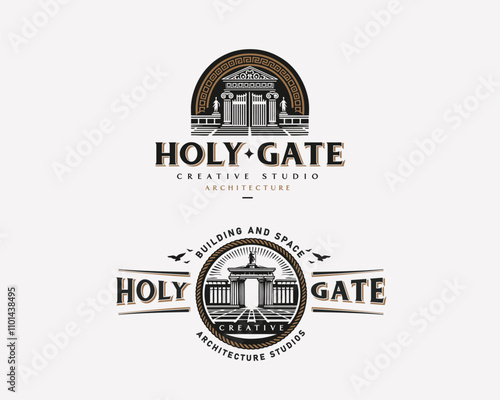 Vintage classic Antique gate arhitecture studio logo for business company photo