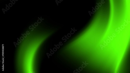 Bright green glowing curves fade into black background.