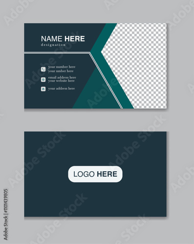luxury and elegant duble  sided business card simple and clean horizontal layout ,with photo place holder.
