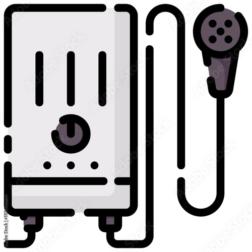 power shower filled outline vector icon