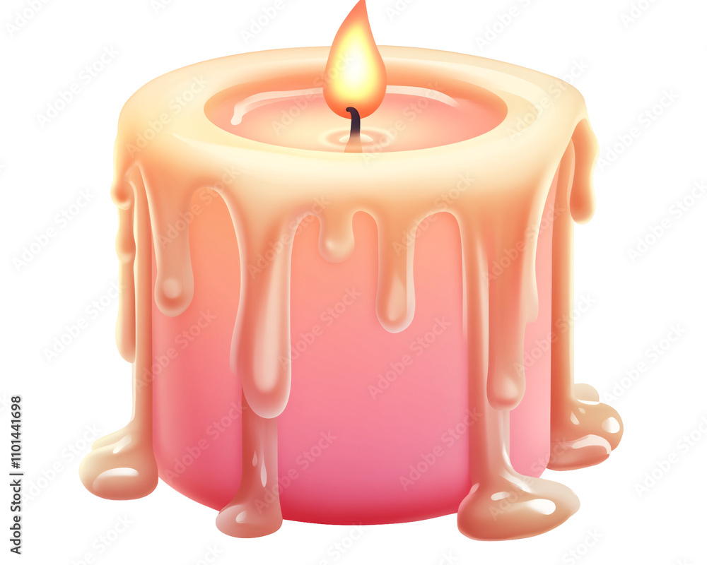 a pink candle with melted wax a pink candle with melted wax