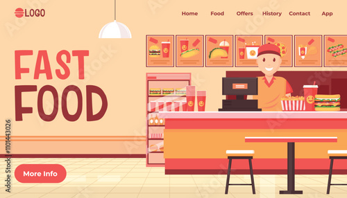 Hand drawn fast food retsaurant landing page