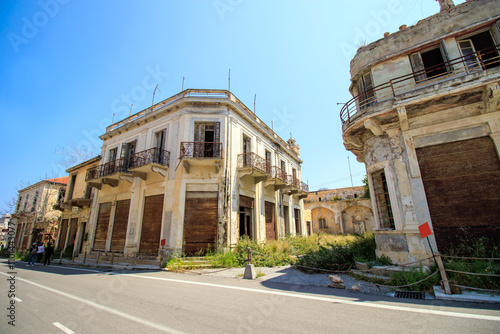 view of abandoned buildings in the Varosha (Kapali Maras) ghost town, Cyprus