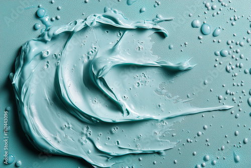 BHA Skincare Concept for Smoother Skin and Pore Cleansing, Featuring Close-up Texture on Soft Teal Background photo