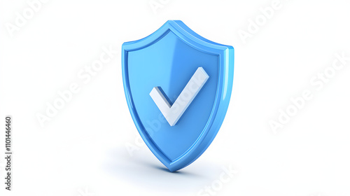 Free Download cartoon 3d Icon safety shield check mark perspective . Blue symbol security safety icon. Checkmark in minimalistic style. 3d vector illustration. white background	 - GFXLoad