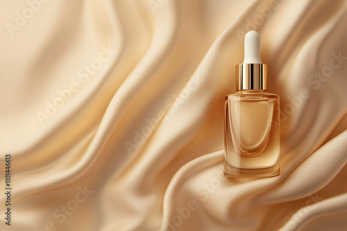 Kojic Acid Serum, Promoting Smoother Skin Texture, Close-up on Soft Beige Background photo