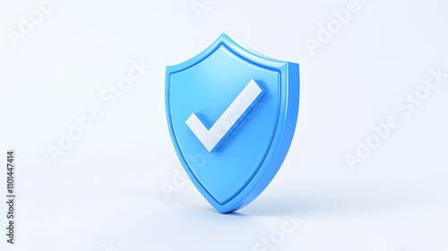 Free Download cartoon 3d Icon safety shield check mark perspective . Blue symbol security safety icon. Checkmark in minimalistic style. 3d vector illustration. white background	 - GFXLoad