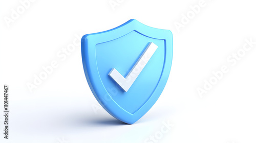 Free Download cartoon 3d Icon safety shield check mark perspective . Blue symbol security safety icon. Checkmark in minimalistic style. 3d vector illustration. white background	 - GFXLoad