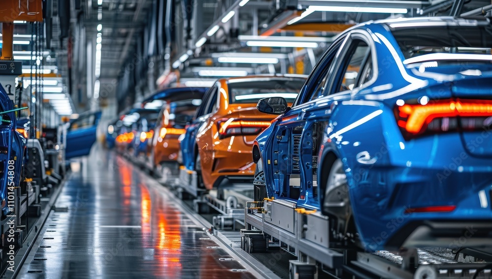 Fototapeta premium Automotive Assembly Line Modern Car Manufacturing Process