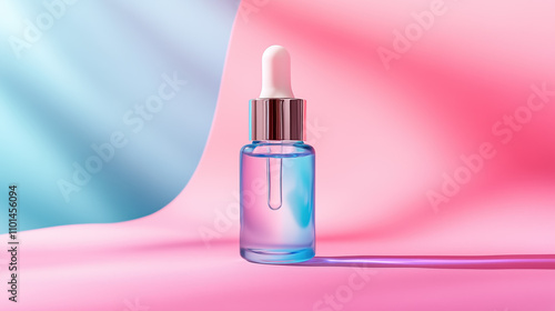 Acne Treatment Serum with Salicylic Acid, Gentle Formula for Soothing Skin on Pastel Background photo