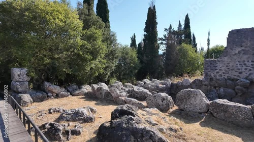 Ancient Greek Ruins of Necromanteion of Acheron near village of Mesopotamos, Epirus, Greece photo