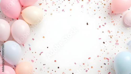 Pastel Balloons and Confetti Celebration
