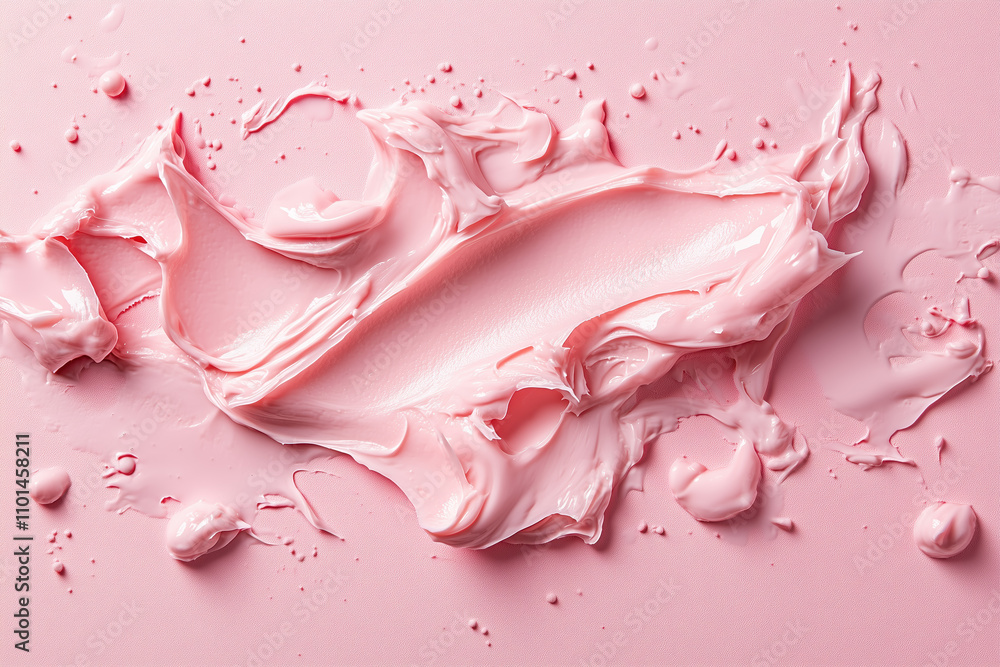 Close-up of Erythromycin ointment cream applied to inflamed skin, soothing effect highlighted against a soft pale pink background Close-up of Erythromycin ointment cream applied to inflamed skin, soothing effect highlighted against a soft pale pink background