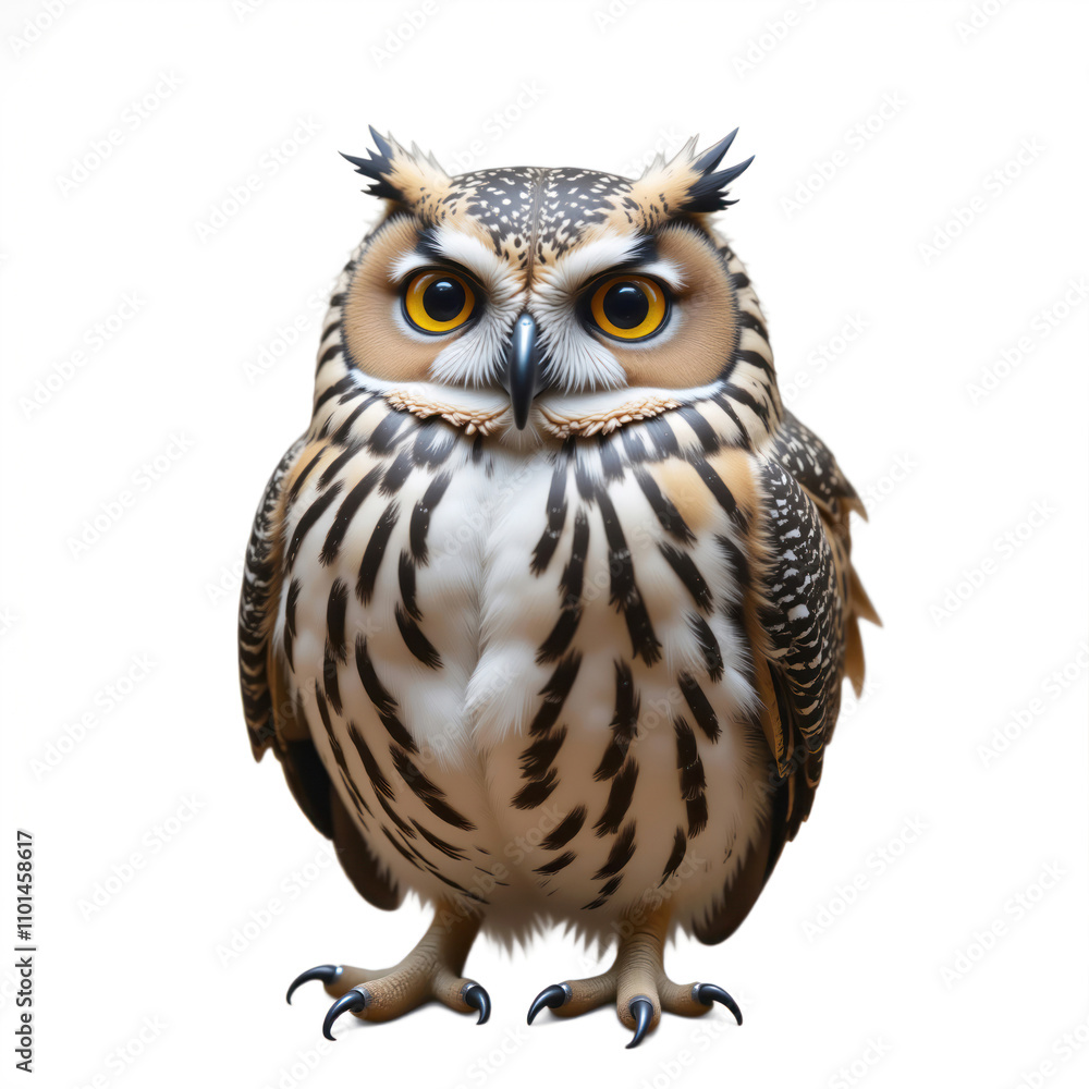 Fototapeta premium Majestic owl standing proudly on white background