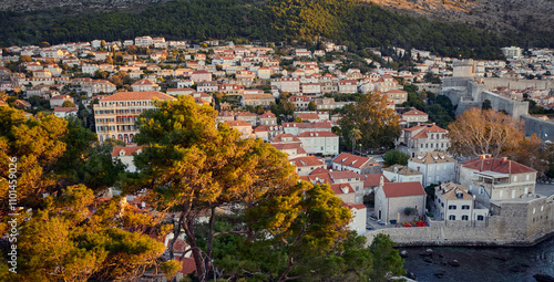 Panorama of old town of Dubrovnik city, Croatia