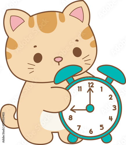 Illustration of cute kitty icon.
Funny cat in daily activities elements.
