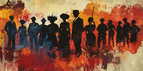 An artistic interpretation of key historical moments leading to Juneteenth, with dates and key figures illustrated creatively.