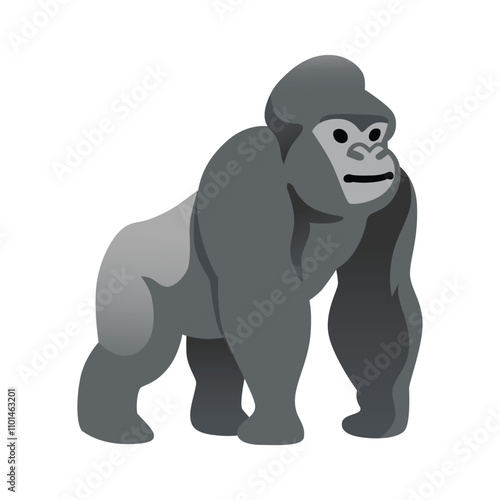 Gorilla Vector Icon - Isolated Powerful Black-Haired Great Ape Sign Design