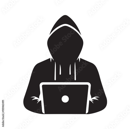 Computer hacker silhouette vector illustration