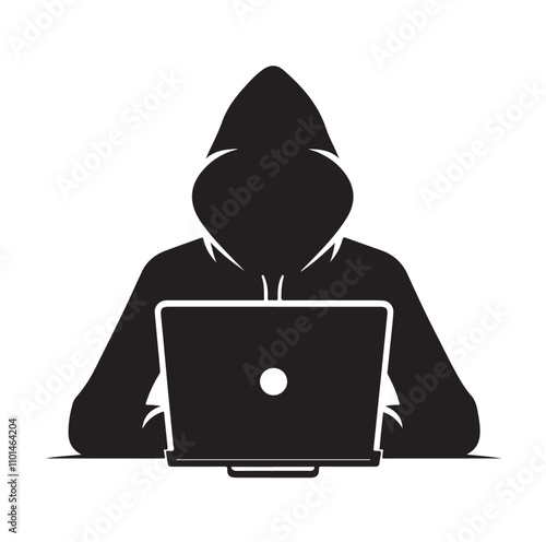 Computer hacker silhouette vector illustration