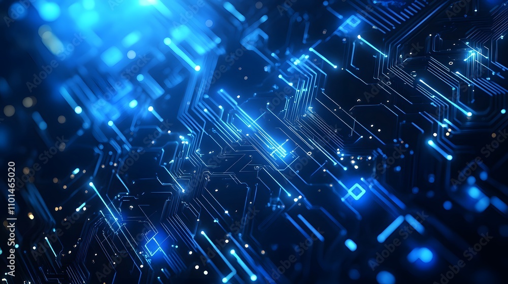 Obraz premium Abstract Blue Circuit Board Digital Technology Design