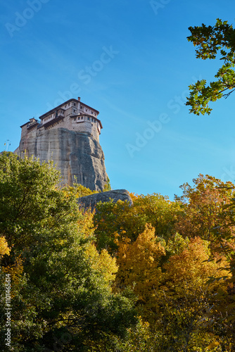 Rusanu Monastery in Meteora in autumn, Greece