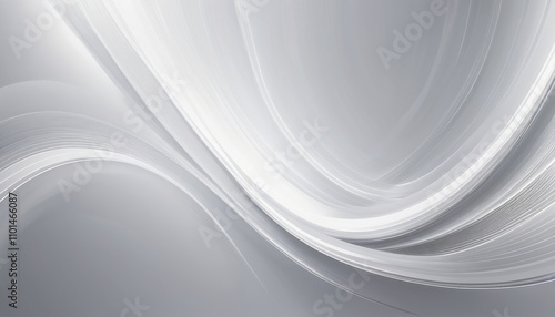 Smooth Flowing Waves in Grayscale Abstract Design with Copy Space