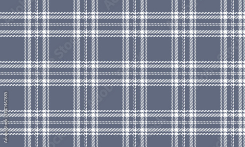 Plaid fabric pattern, grey, white, modern cross lines pattern, seamless for textiles, and for designing clothes, skirts or decorative fabrics. Vector illustration.