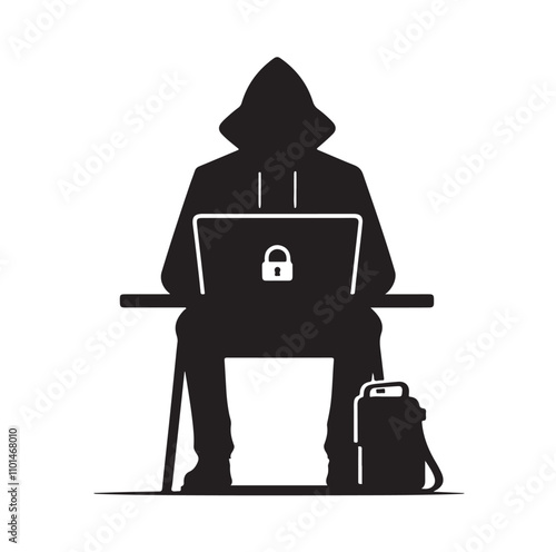 Computer hacker silhouette vector illustration
