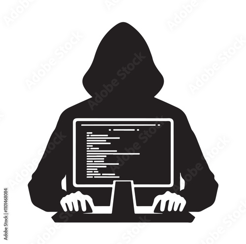 Computer hacker silhouette vector illustration
