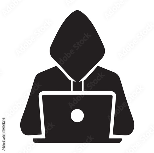 Computer hacker silhouette vector illustration
