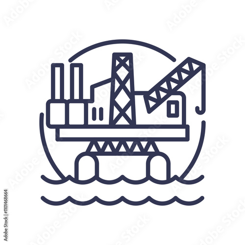 Offshore oil rig symbolizing energy security and resource extraction.