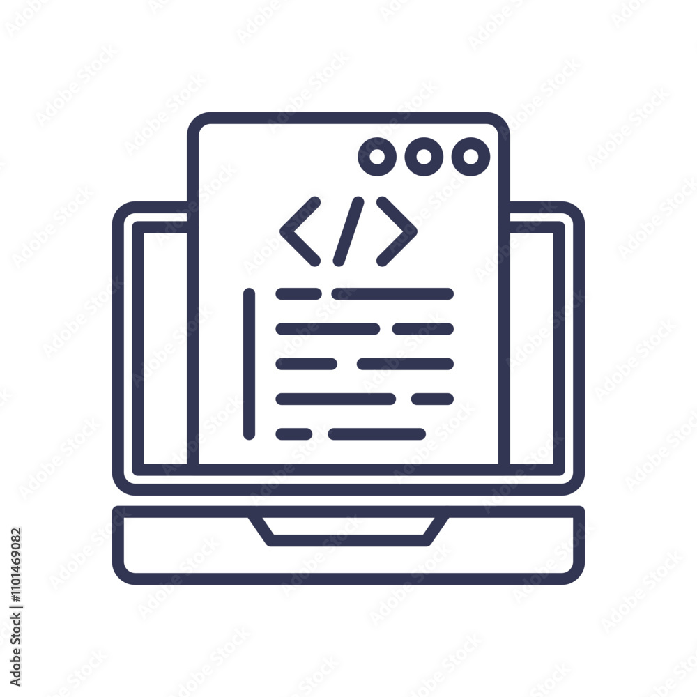 Laptop with code symbolizing digital development and programming. Laptop with code symbolizing digital development and programming.