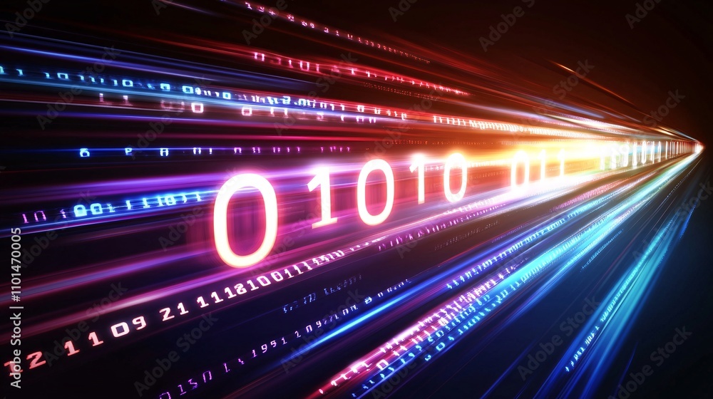 Binary digits creating a holographic effect on a dark background Binary digits creating a holographic effect on a dark background