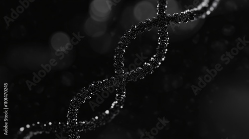 Binary numbers forming a DNA double helix on a black background photo