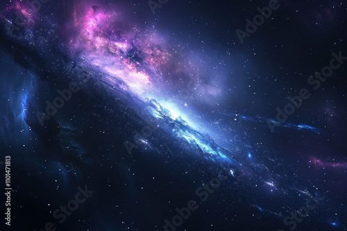 Vibrant Purple And Blue Galactic Nebula With Stars photo