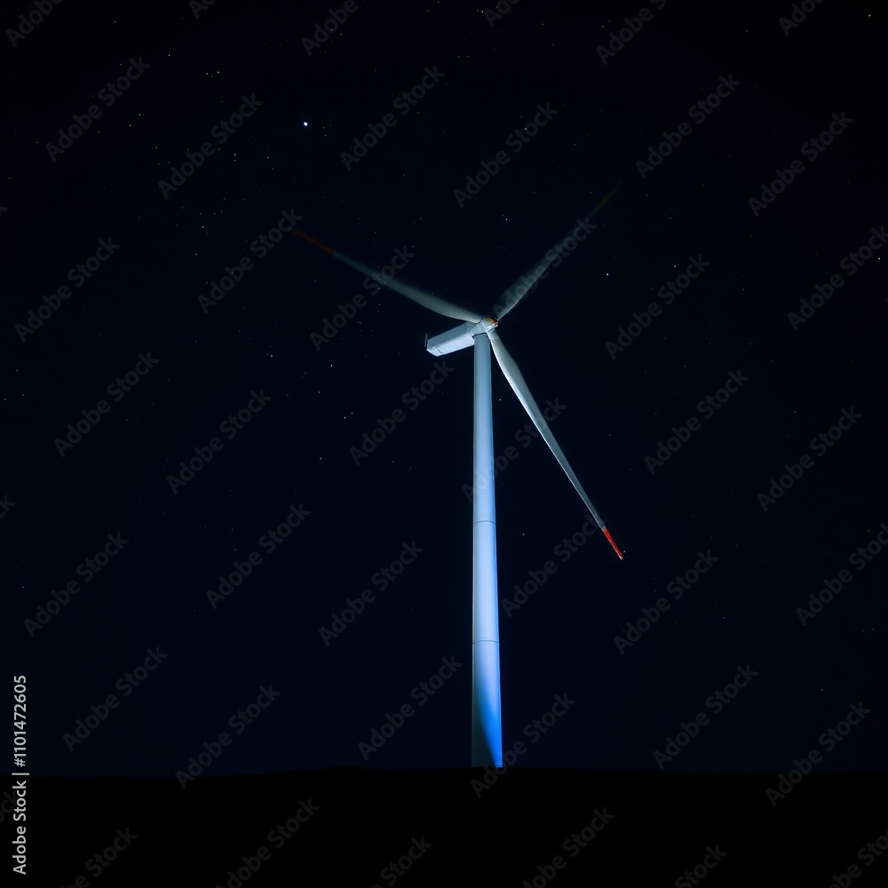 wind turbine at night under a starry sky wind turbine at night under a starry sky