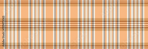 Mustard check seamless pattern, repetition fabric plaid vector. Mockup tartan background textile texture in orange and white colors.
