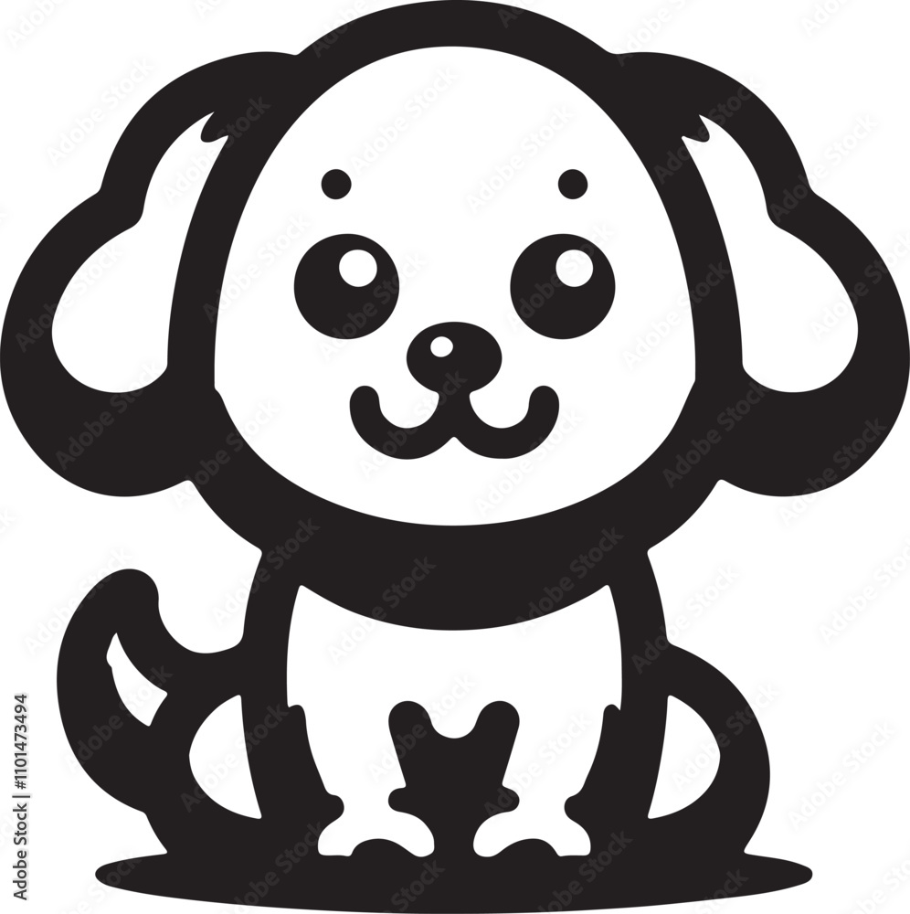 Cute dog silhouette vector with white background Cute dog silhouette vector with white background