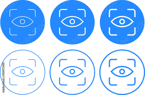 eye scan icon set. Eyesight outline sign. Retina scan eye icon collection
