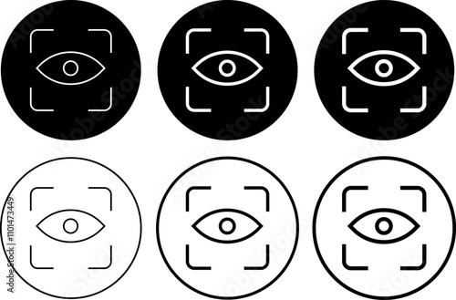 eye scan icon set. Eyesight outline sign. Retina scan eye icon collection
