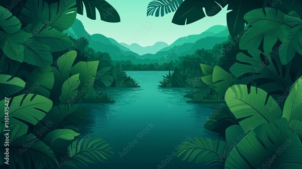 Obraz premium Serene Tropical River Landscape