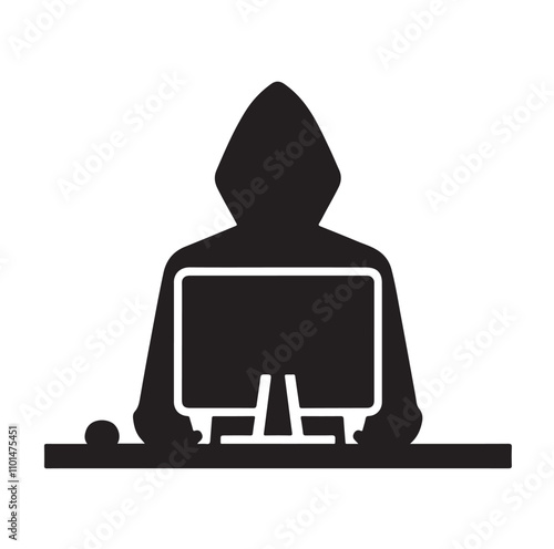 Computer hacker silhouette vector illustration
