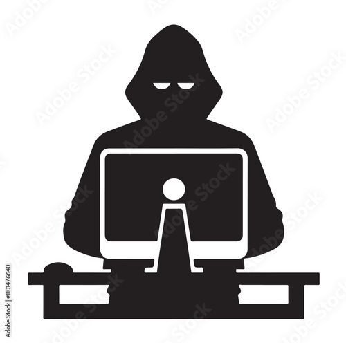 Computer hacker silhouette vector illustration
