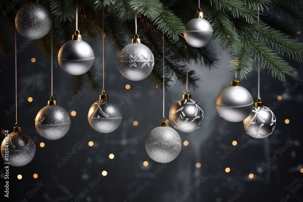 Beautiful and Elegant Christmas Ornaments and Festive Decorations on a Dark Background